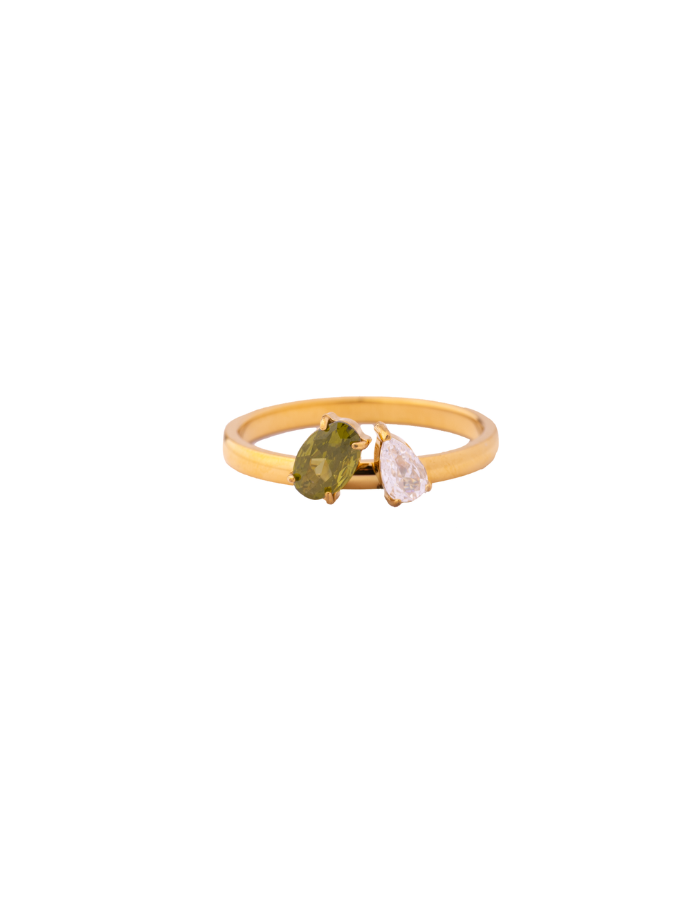 Anillo Con Zirconia Ovalada Y Gota