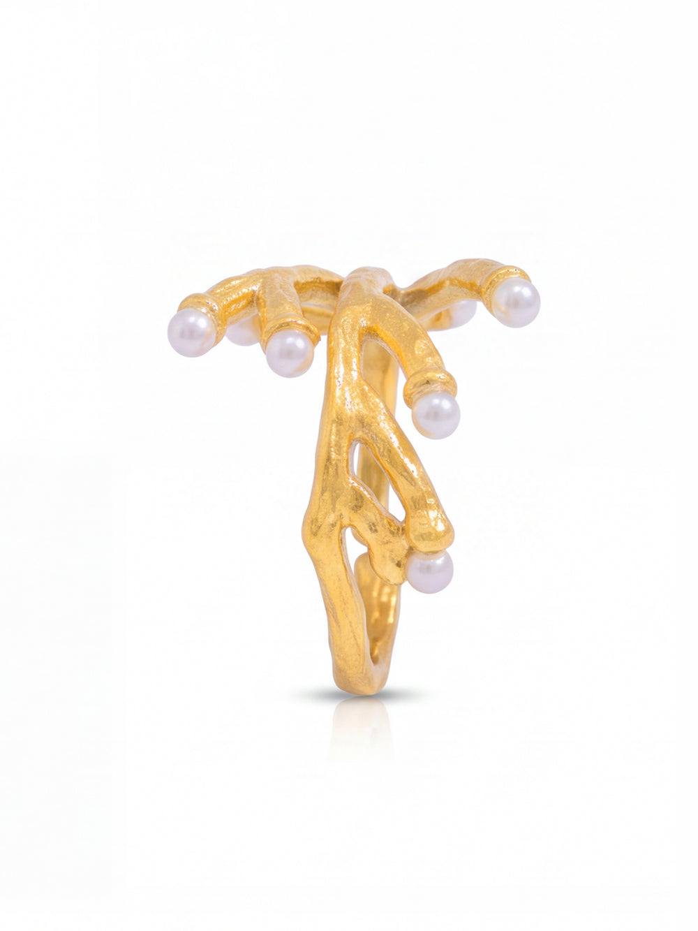 Anillo Coral Con Perla
