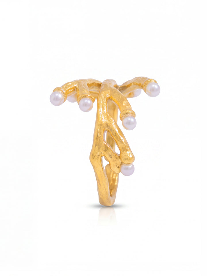 Anillo Coral Con Perla