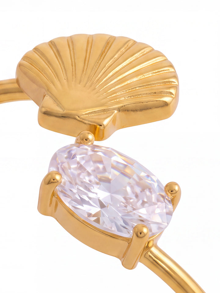 Anillo Semi Ajustable Concha Y Zirconia
