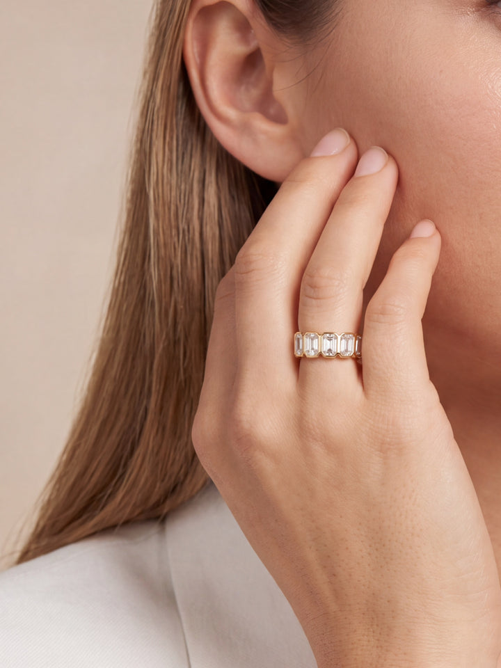 Anillo Grueso Zirconias Baguettes