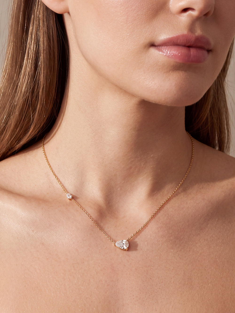 Collar Dije Doble Zirconia Gota