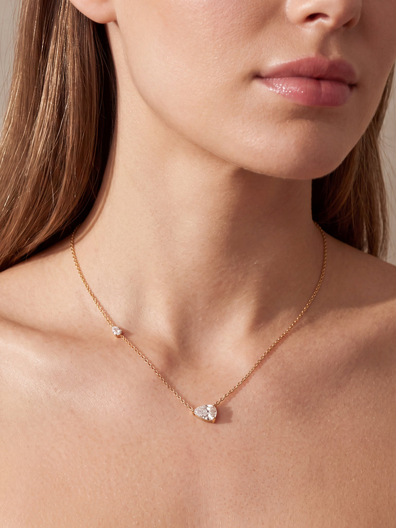 Collar Dije Doble Zirconia Gota