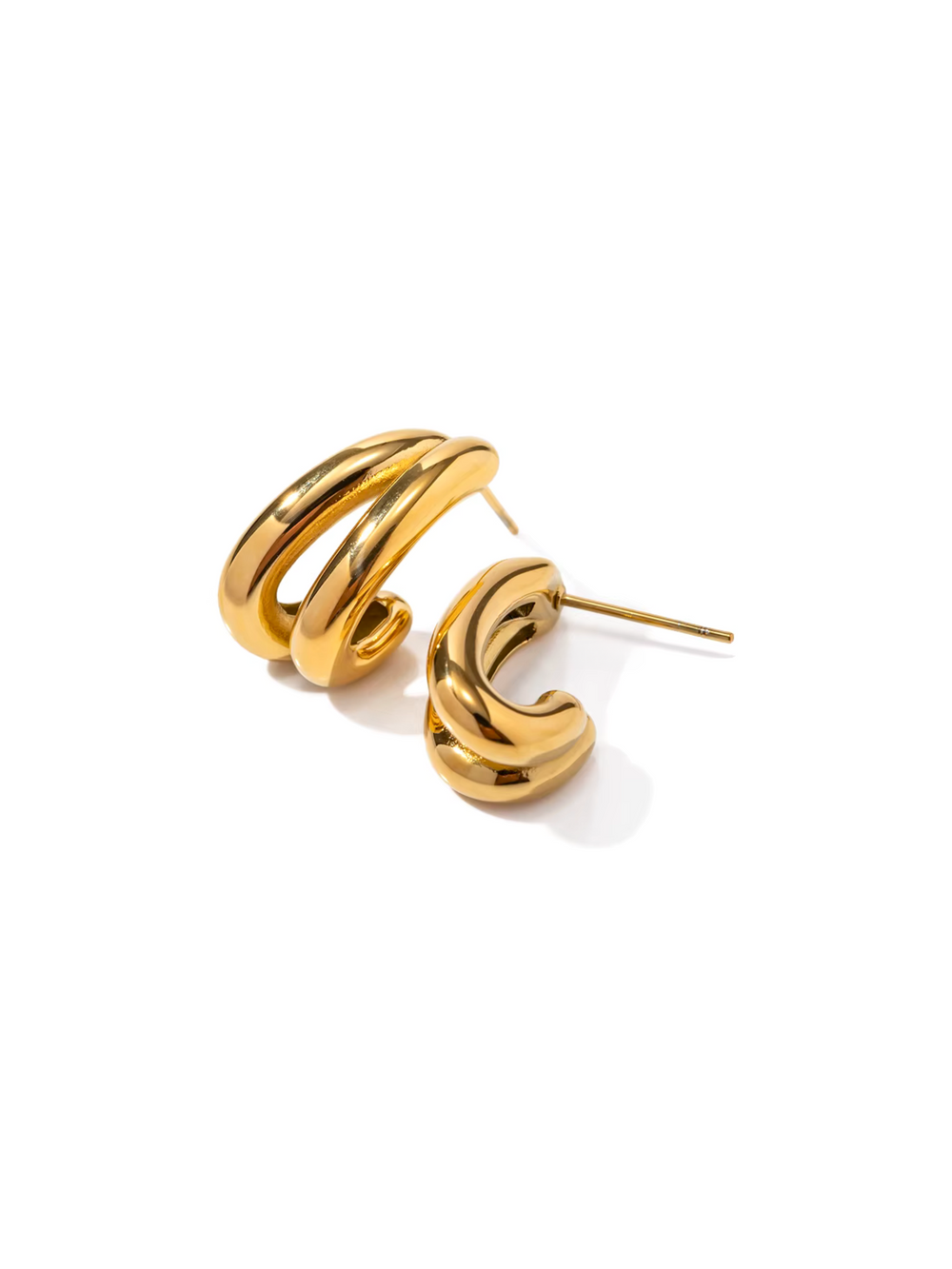 Par Arracada Doble Linea Chunky