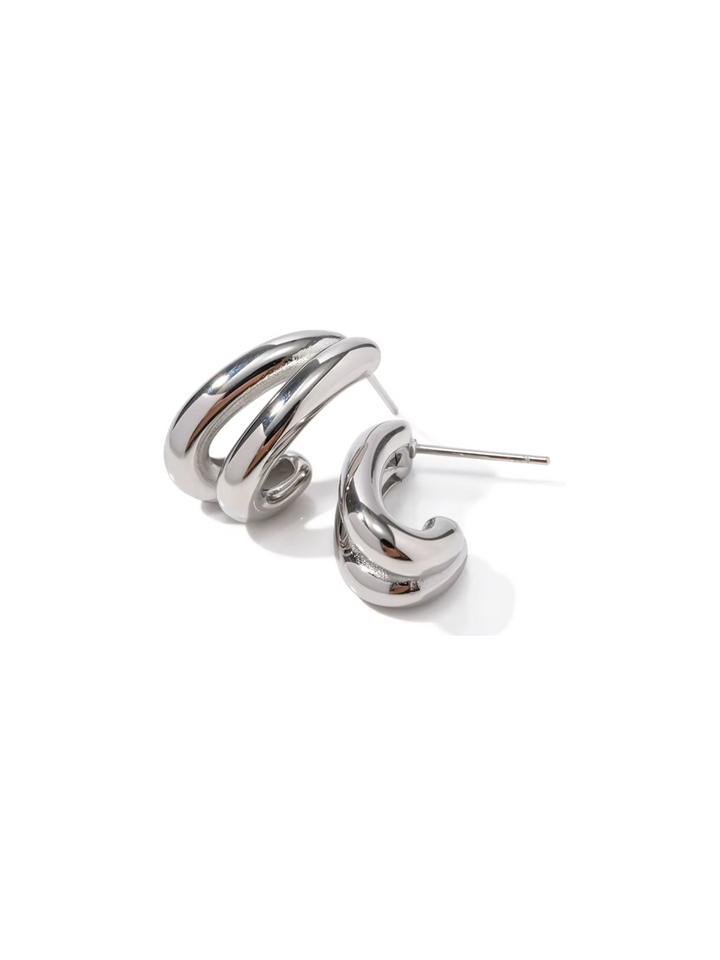 Par Arracada Doble Linea Chunky