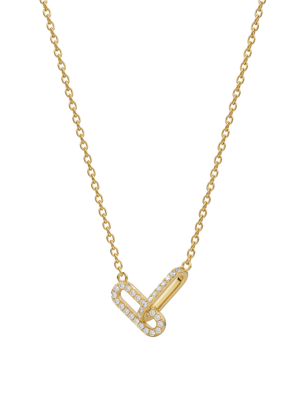 Collar Doble Eslabón Ovalado Entrelazado Zirconias