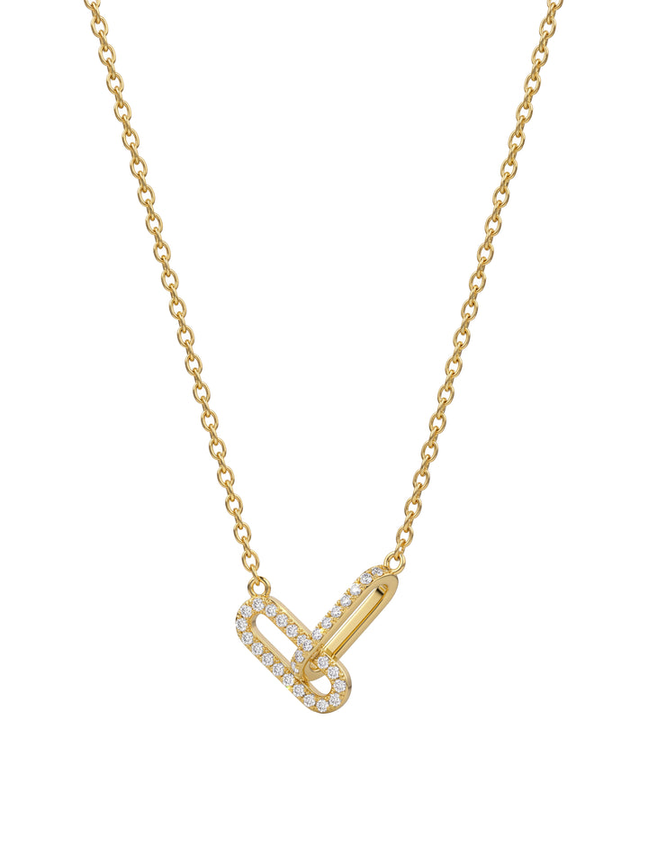 Collar Doble Eslabón Ovalado Entrelazado Zirconias