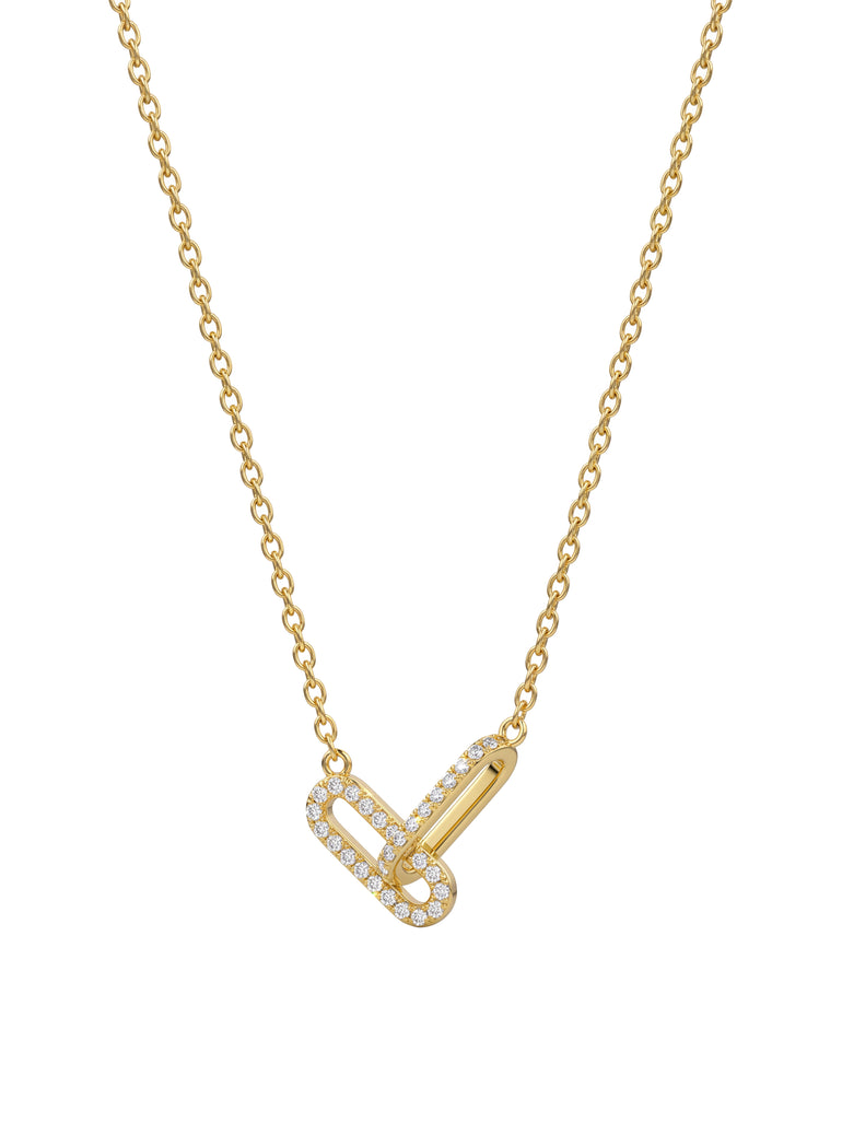 Collar Doble Eslabón Ovalado Entrelazado Zirconias