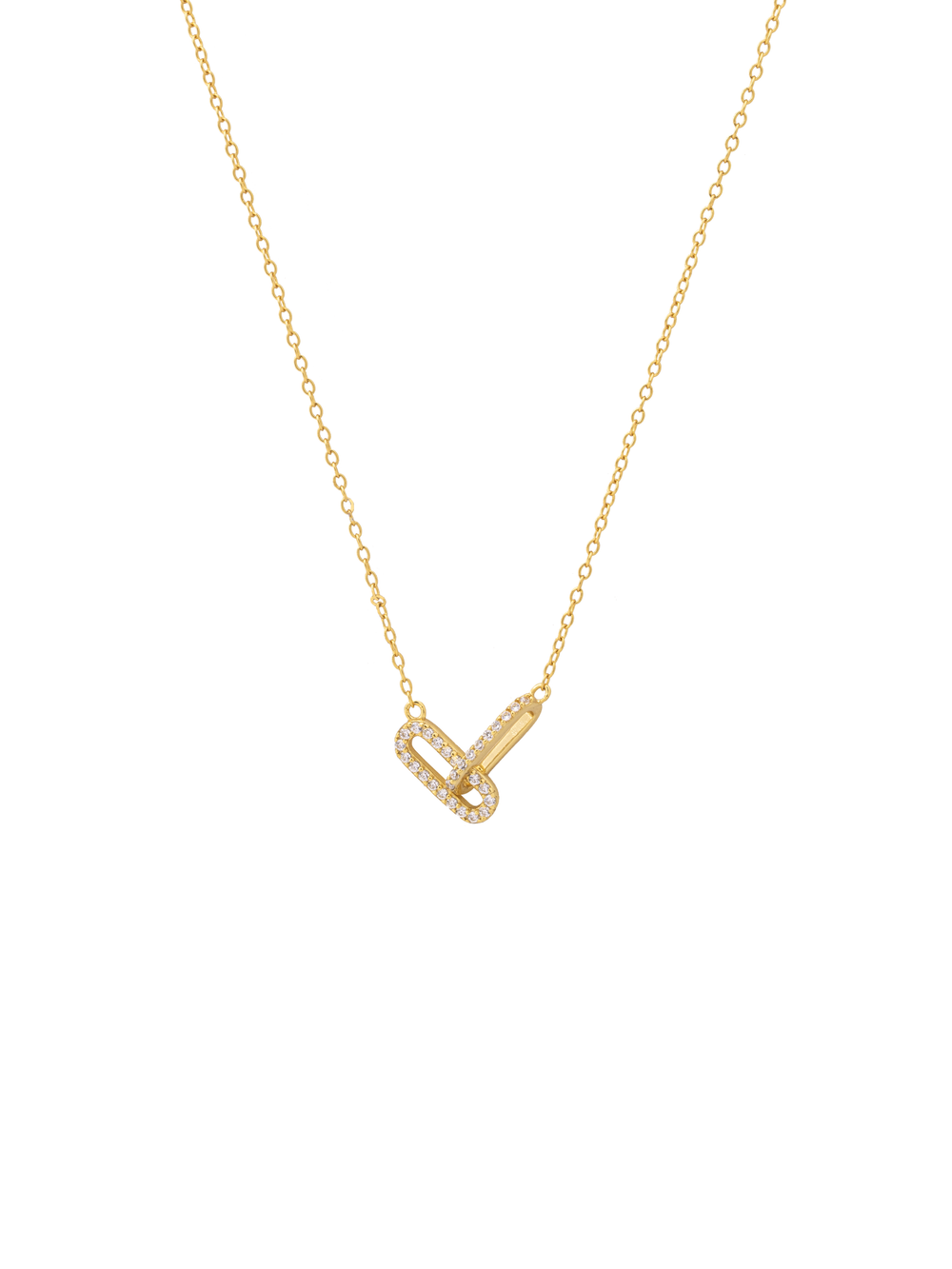 Collar Doble Eslabón Ovalado Entrelazado Zirconias