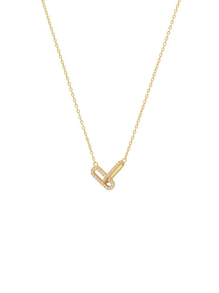 Collar Doble Eslabón Ovalado Entrelazado Zirconias