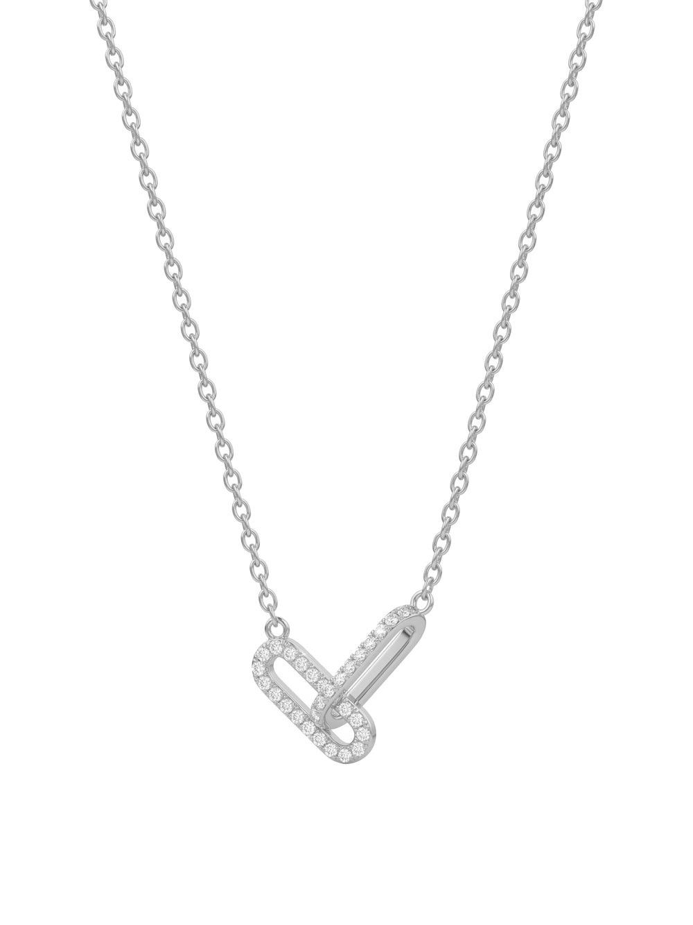 Collar Doble Eslabón Ovalado Entrelazado Zirconias