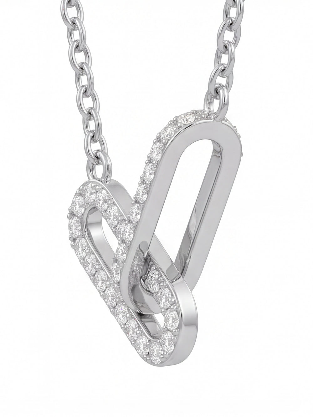 Collar Doble Eslabón Ovalado Entrelazado Zirconias