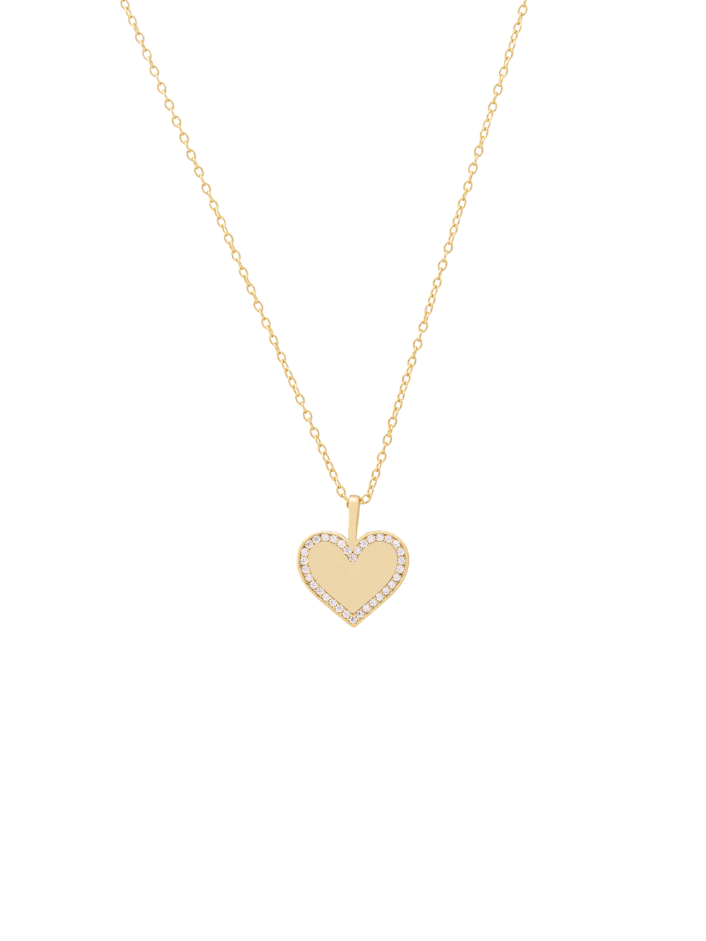 Collar Dije Corazon Con Borde Zirconias