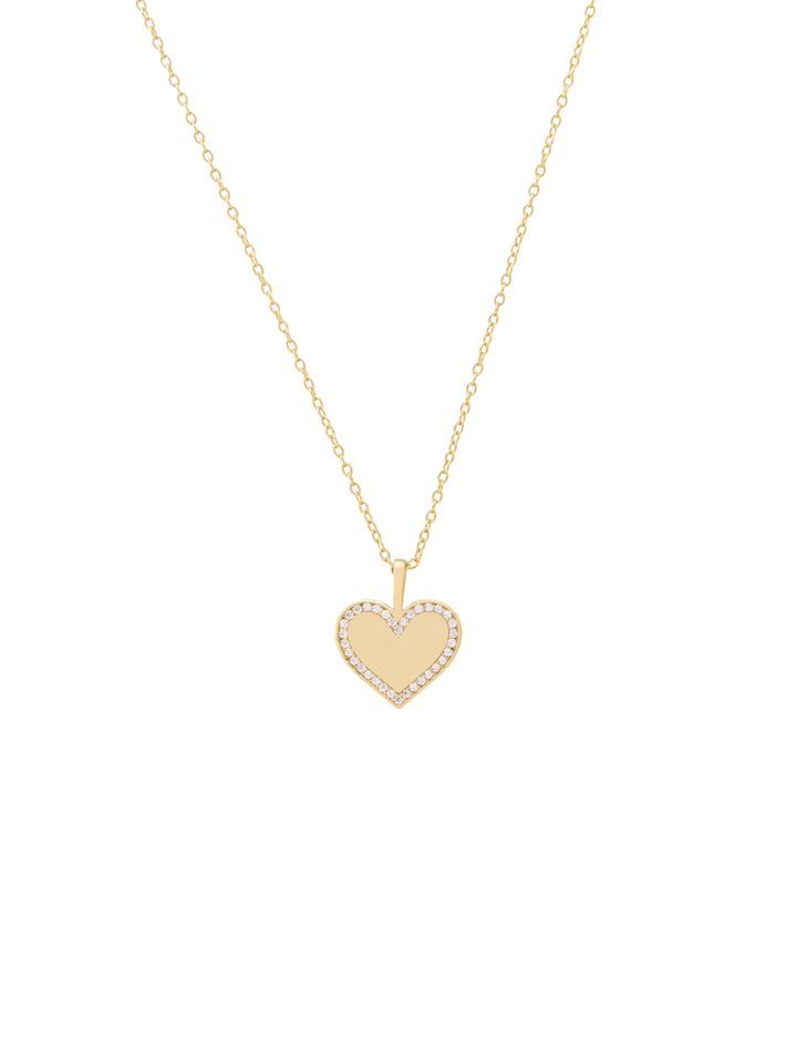 Collar Dije Corazon Con Borde Zirconias