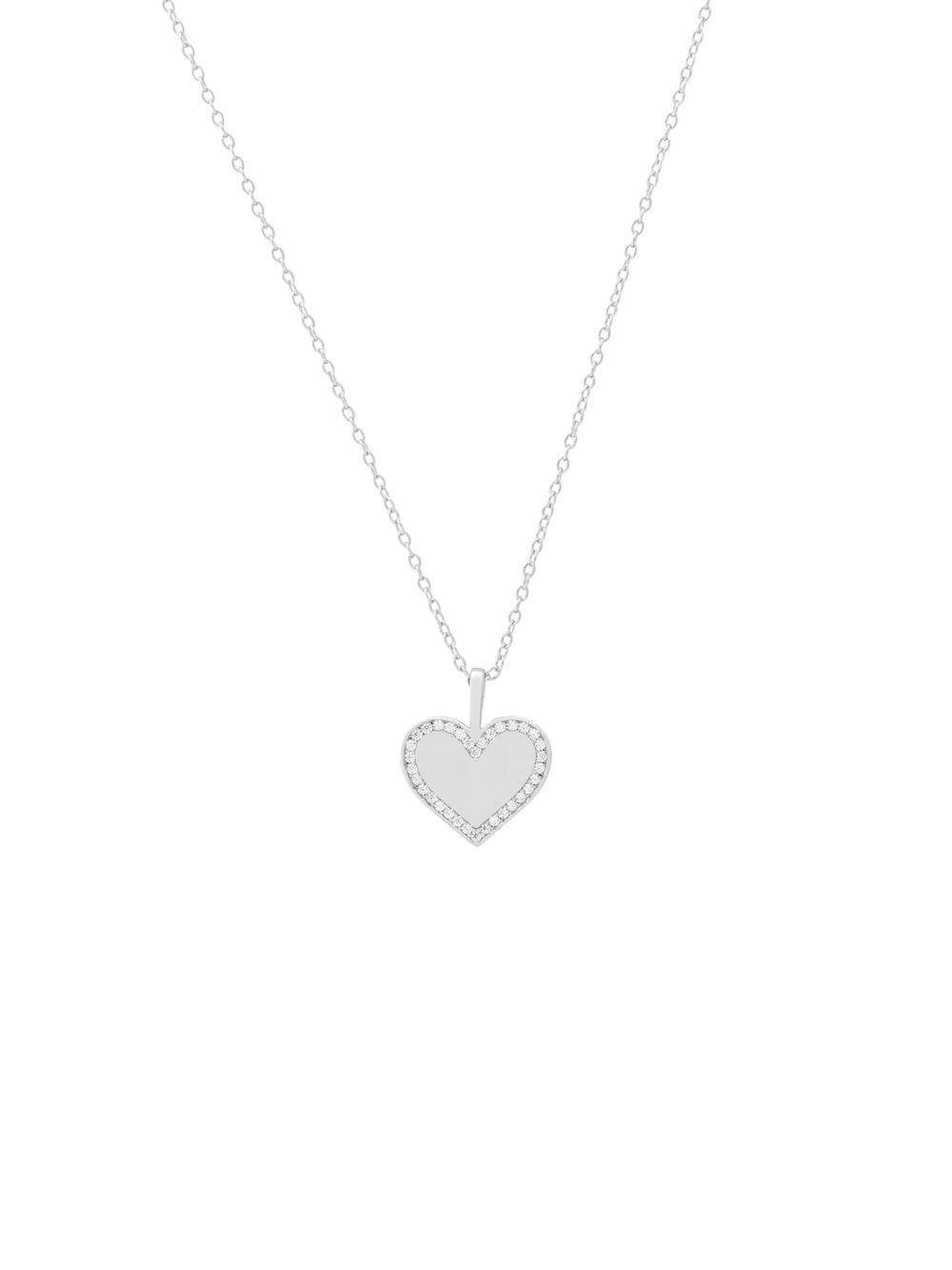 Collar Dije Corazon Con Borde Zirconias