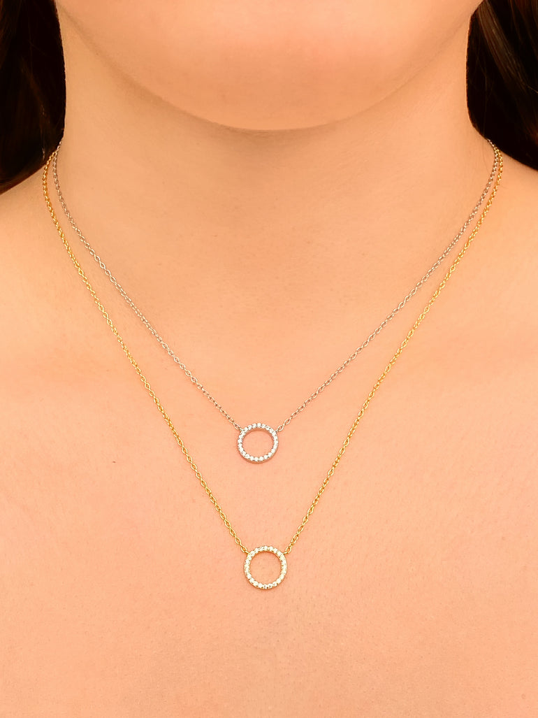 Collar Con Dije Contorno Circulo Con Zirconias