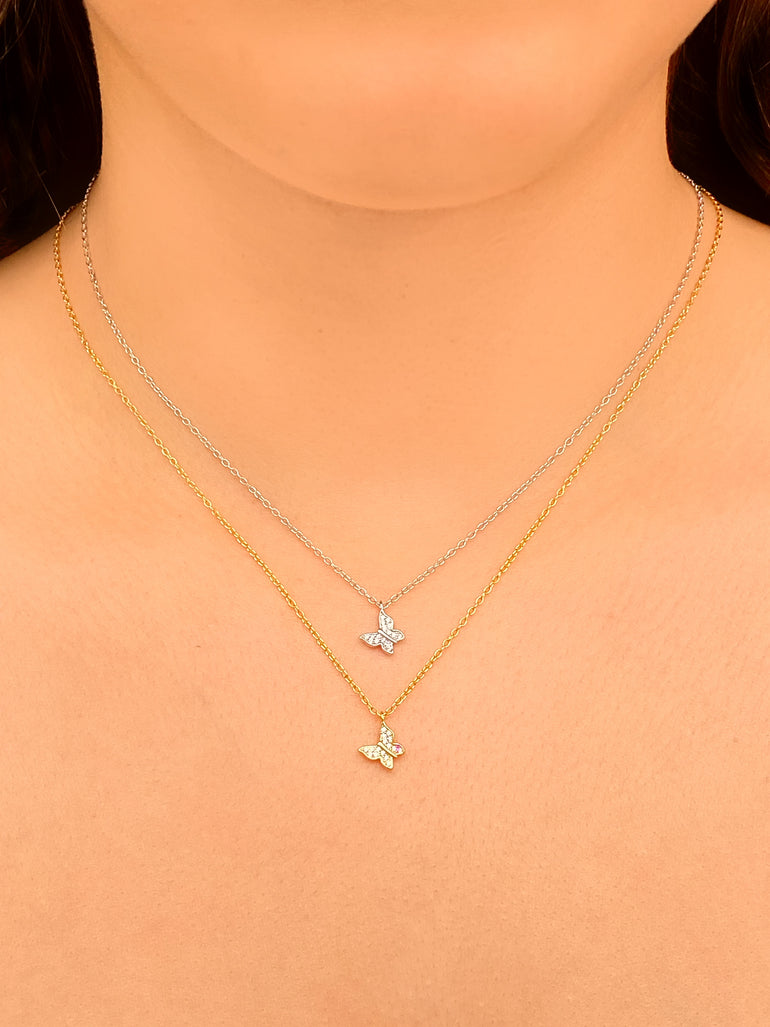 Collar Con Mini Mariposa Zirconias