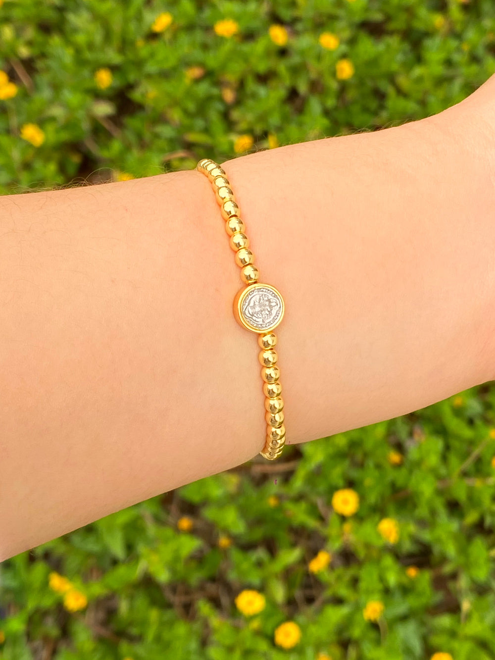 Pulsera San Benito Chico Bolitas Doradas