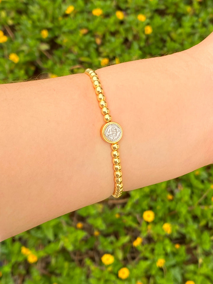 Pulsera San Benito Chico Bolitas Doradas