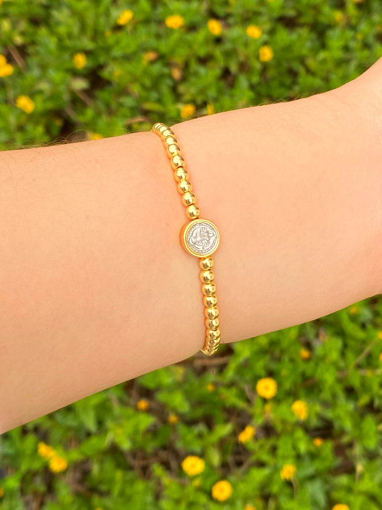 Pulsera San Benito Chico Bolitas Doradas