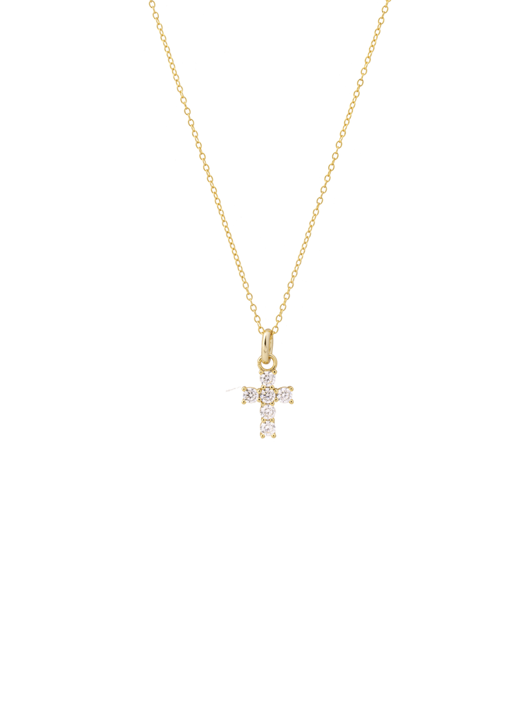 Collar Dije Cruz Con Zirconias 16 mm