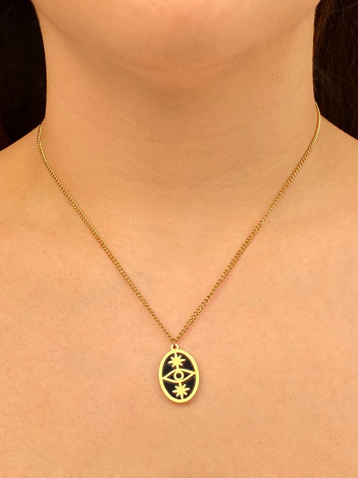 Collar Dije Ovalado Ojo Negro