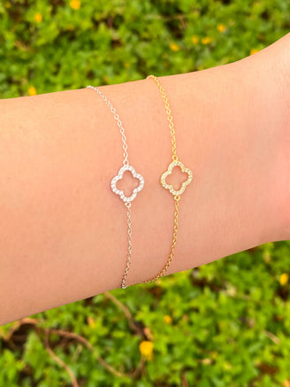 Pulsera Contorno Trebol Zirconias