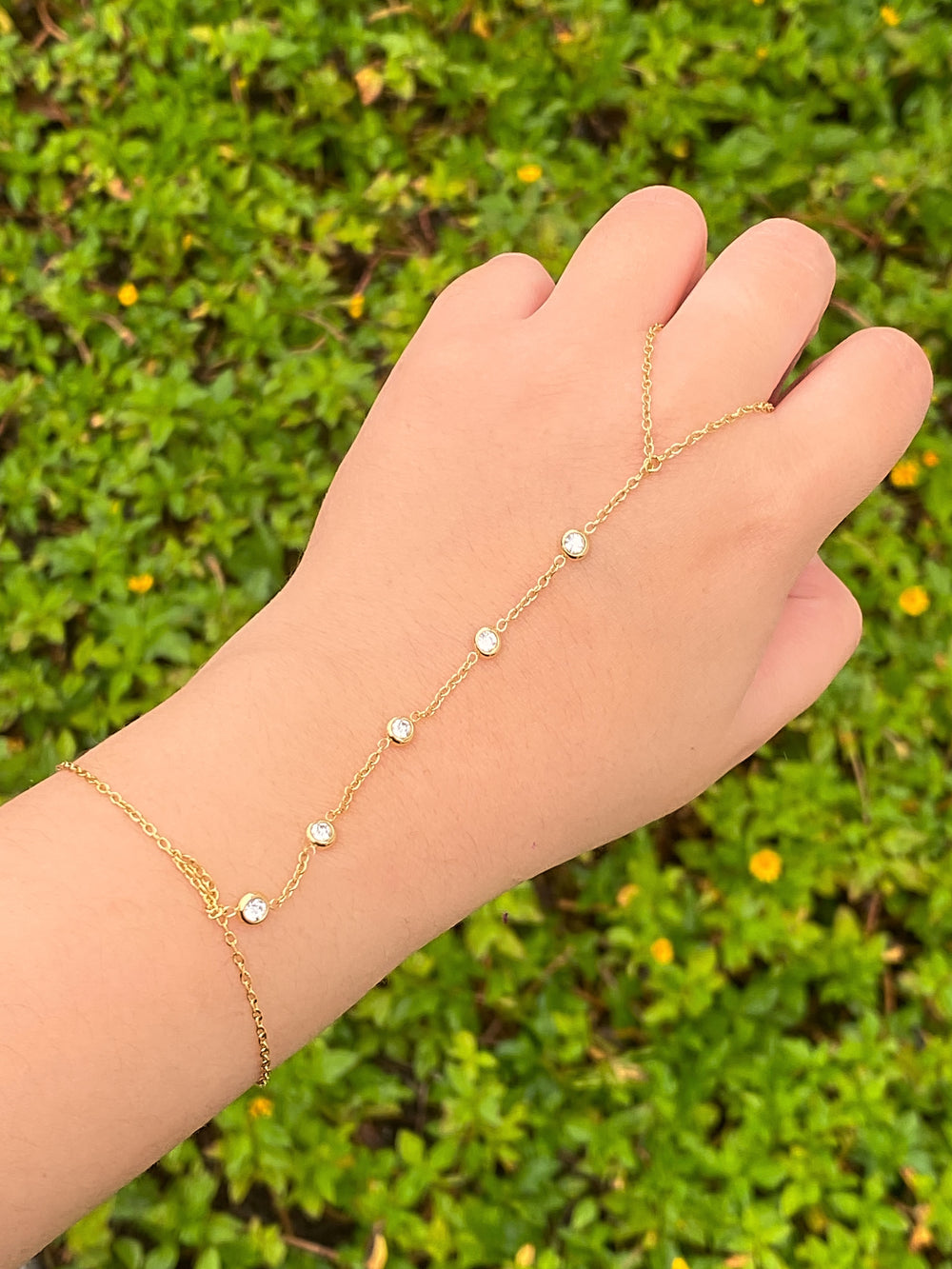 Pulsera Cinco Zirconias Bisel Con Anillo