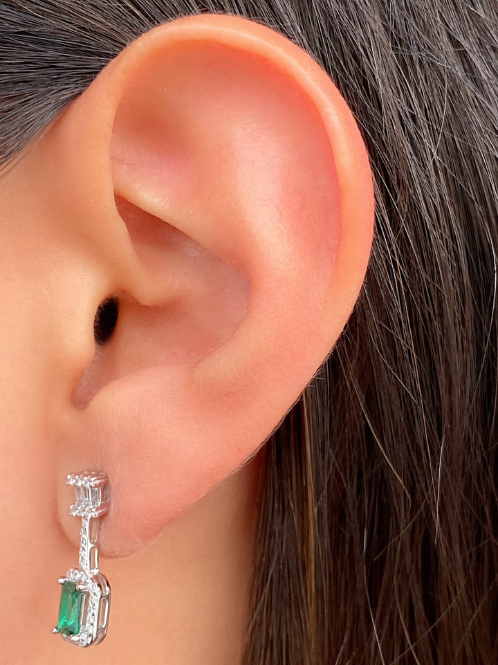 Par Arete Rectangulo Colgante Zirconias