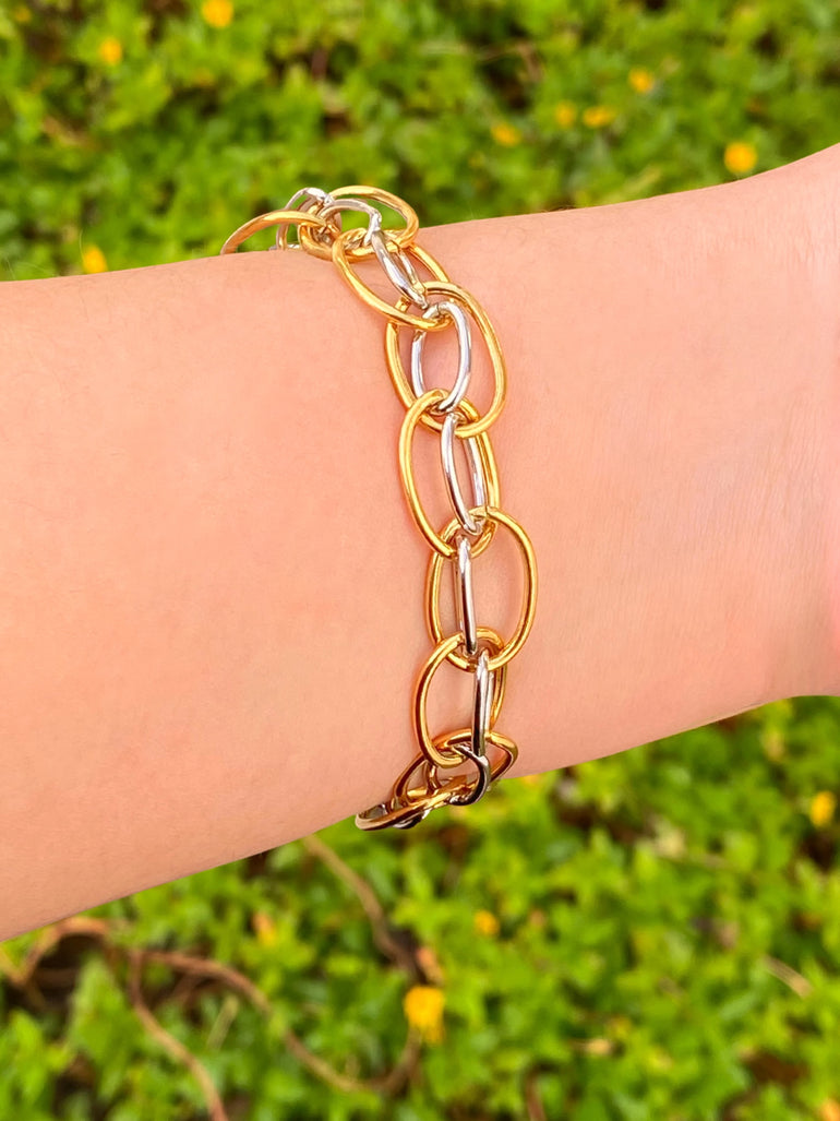 Pulsera Doble Eslabones Ovalados Combinados