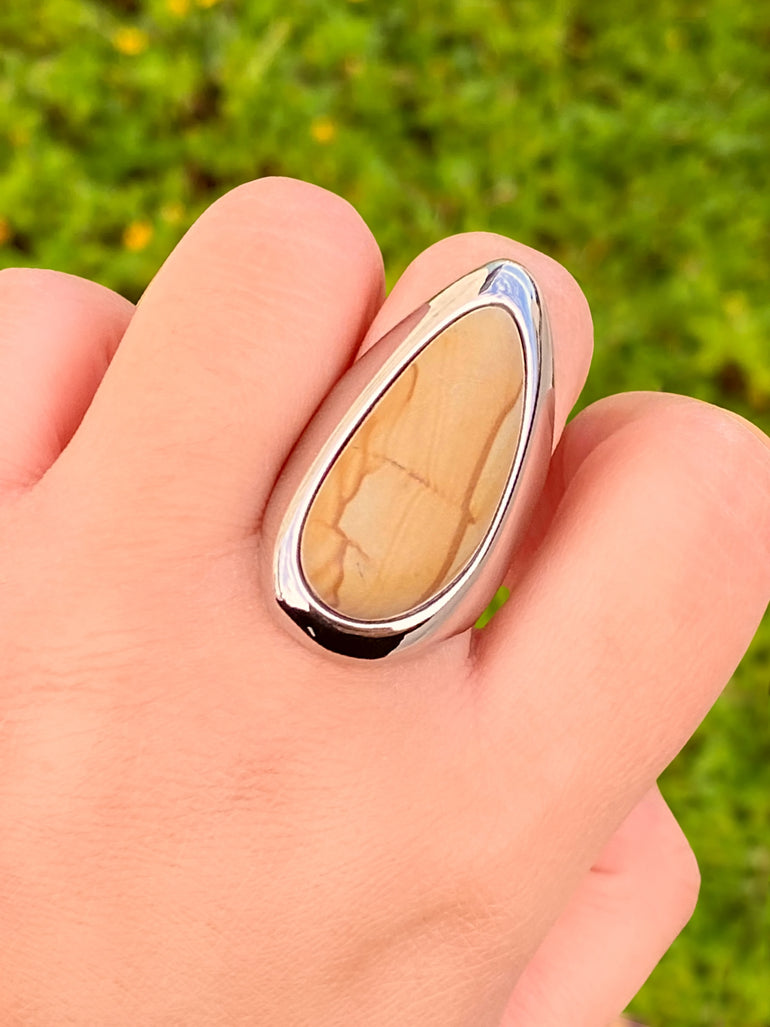 Anillo Chunky Plateado Centro Cafe