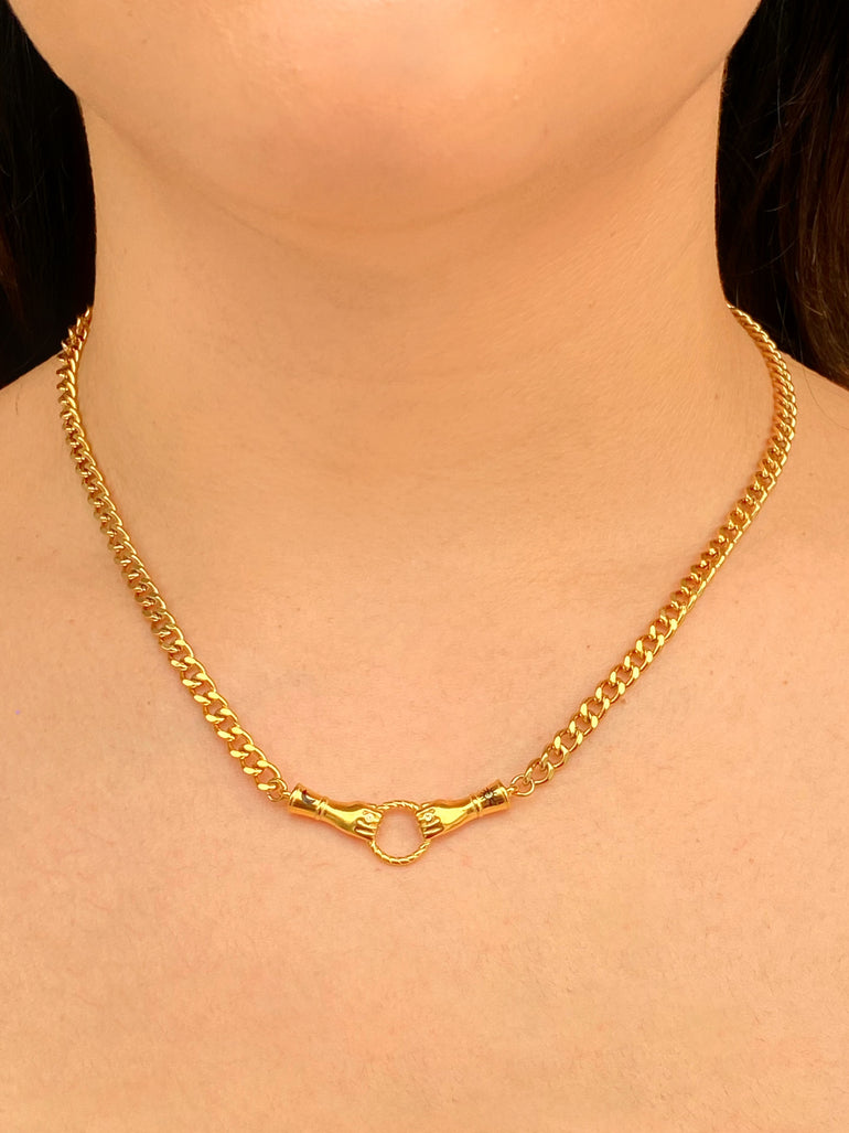 Collar Dije Doble Mano Con Circulo