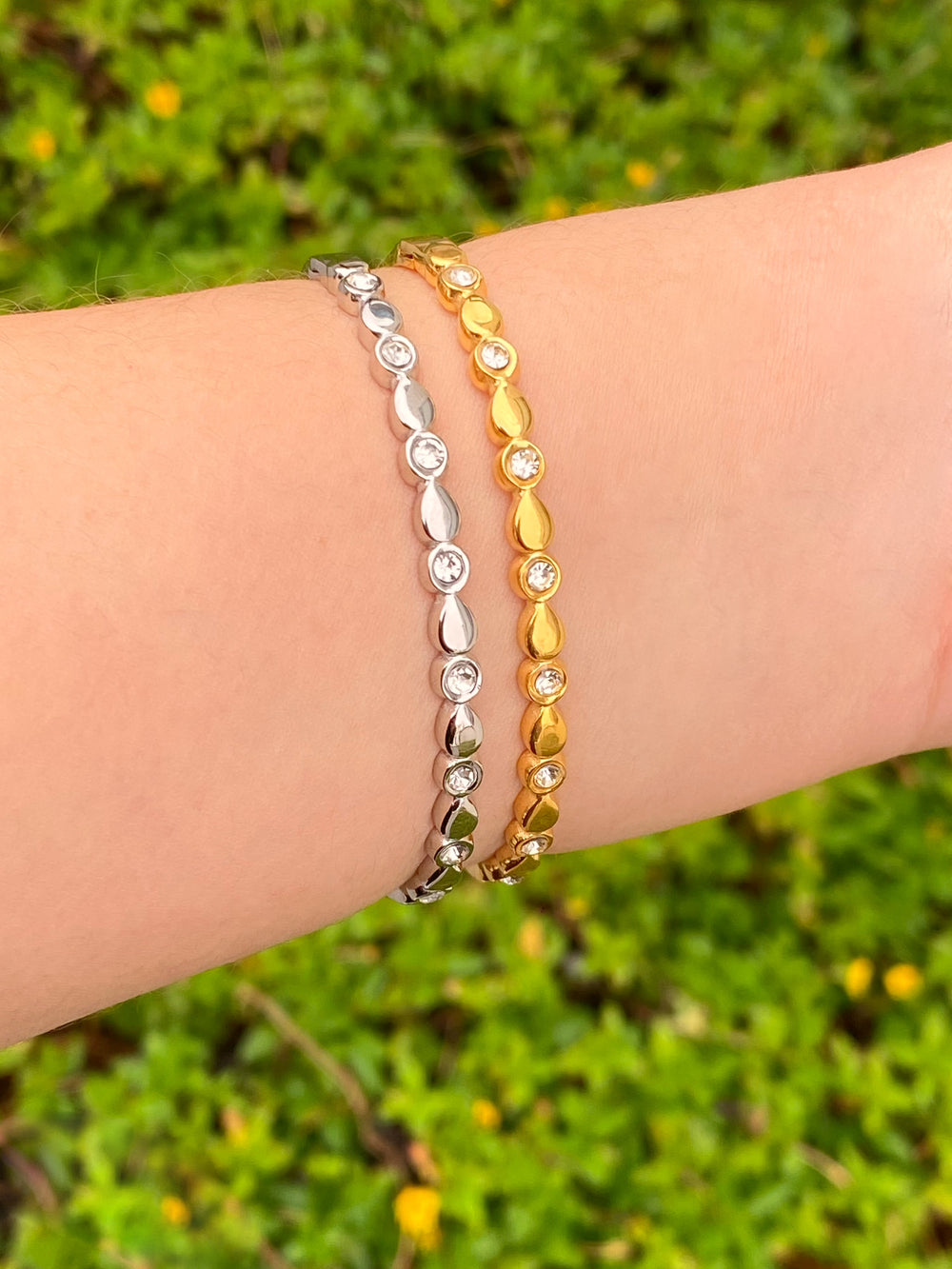 Brazalete Ovalos y Zirconias Intercalados