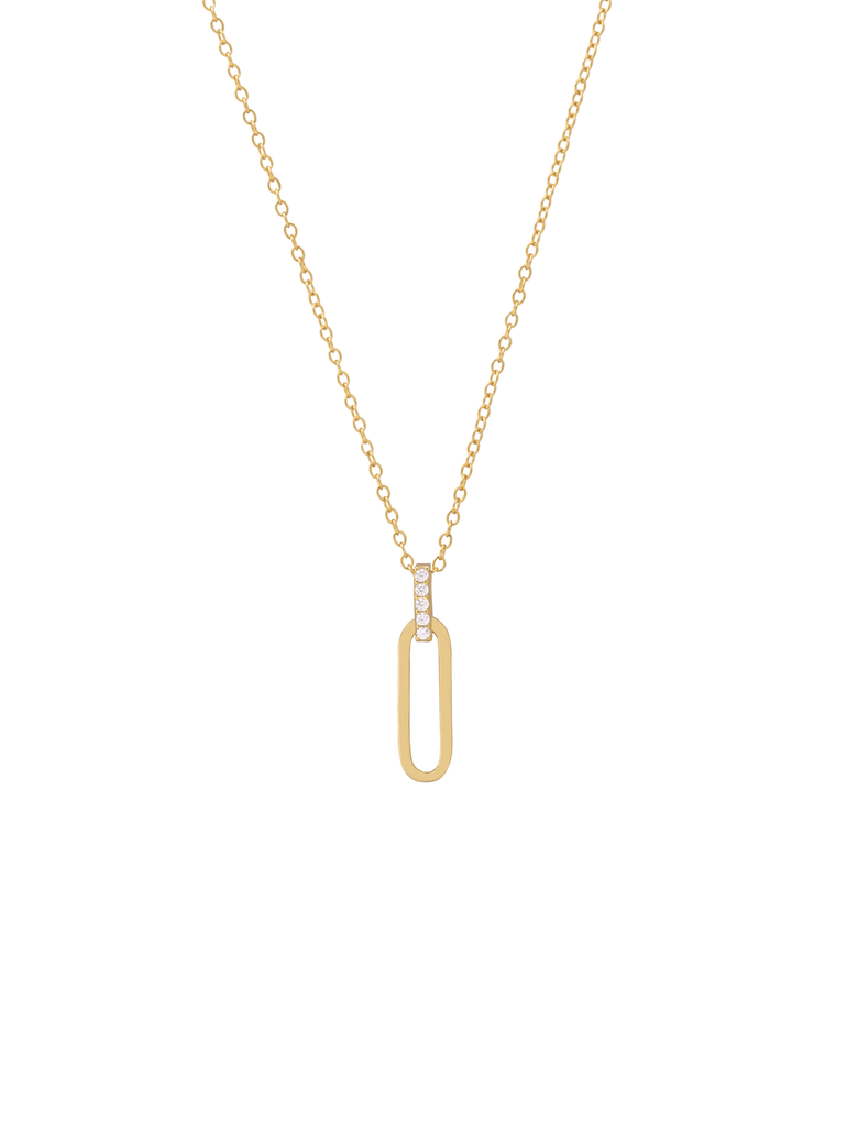 Collar Dije Ovalo Alargado Con Zirconias