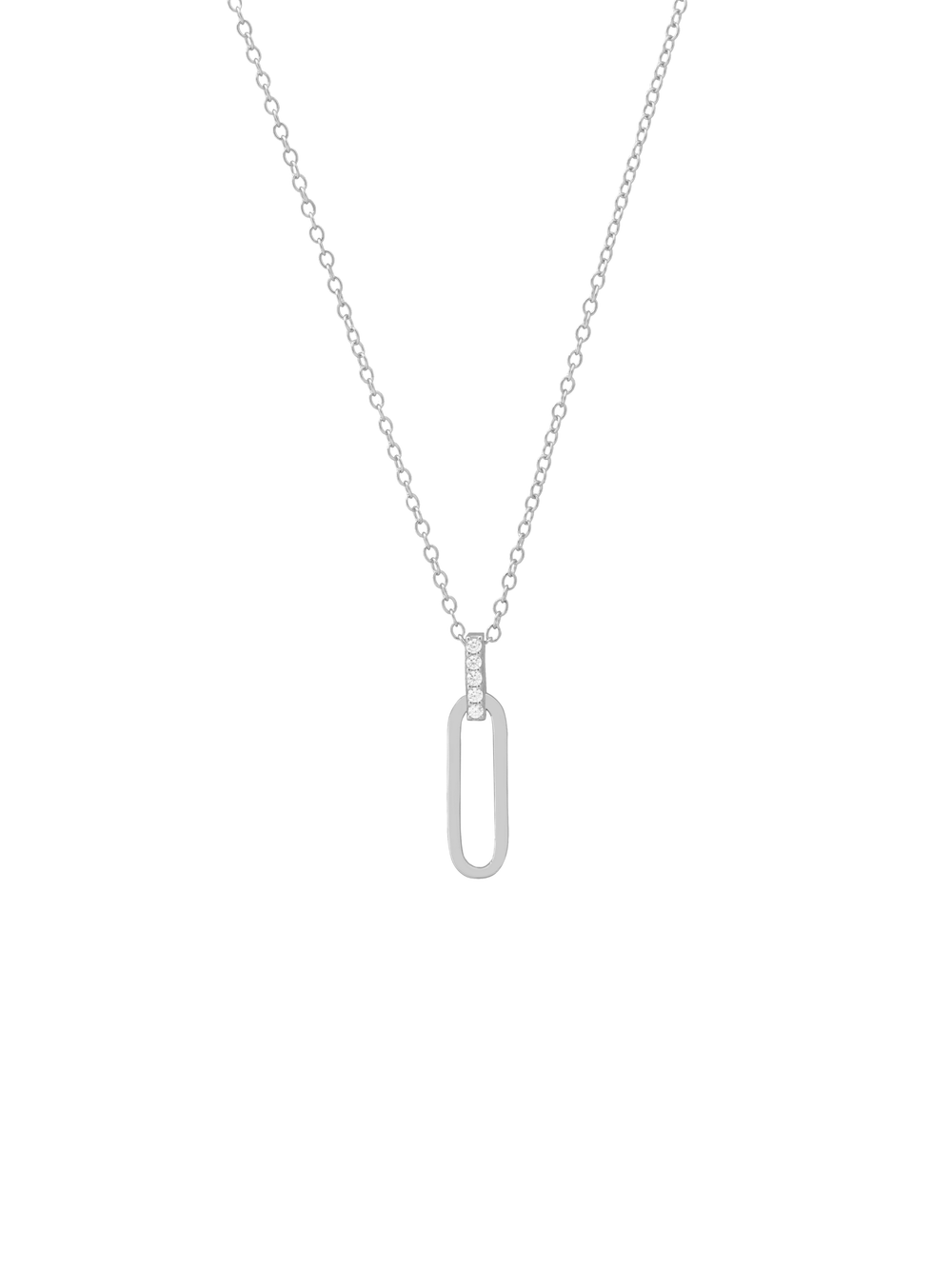 Collar Dije Ovalo Alargado Con Zirconias