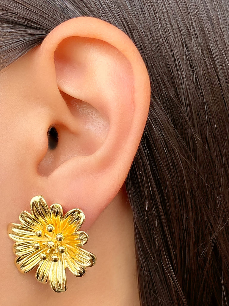 Par Arete Flor Con Centro Bolitas