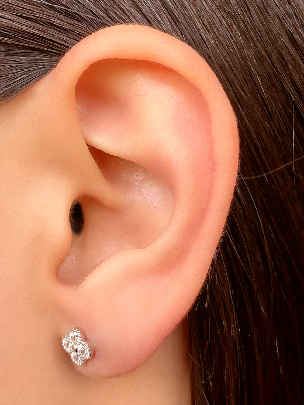 Par Arete Flor Cuatro Petalos Zirconia
