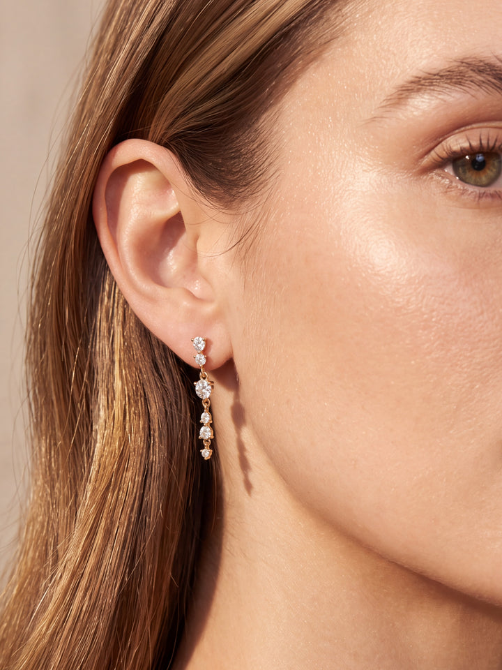 Par Arete Tira Seis Zirconias Redondas