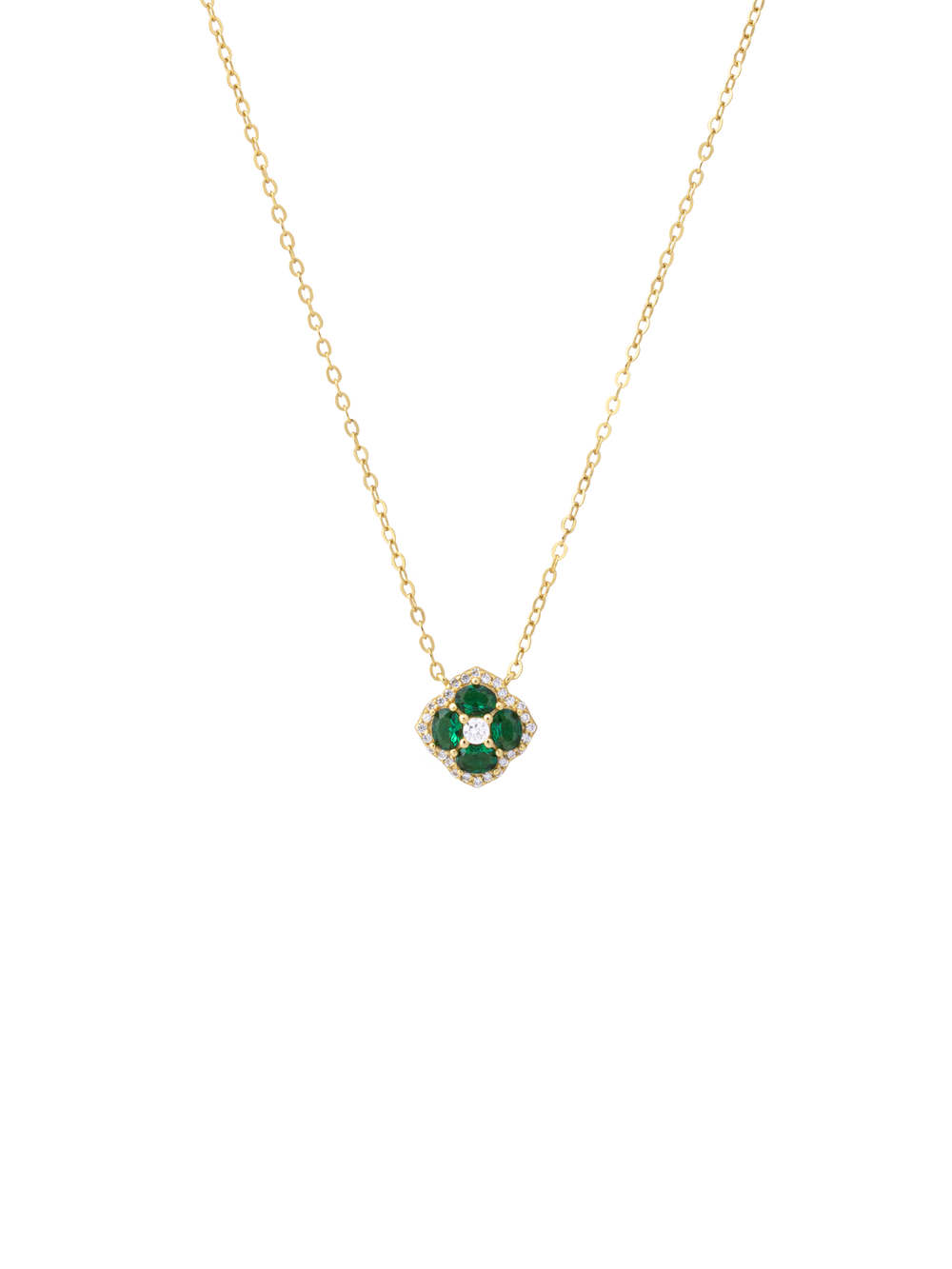 Collar Dije Flor Cuatro Petalos Con Halo