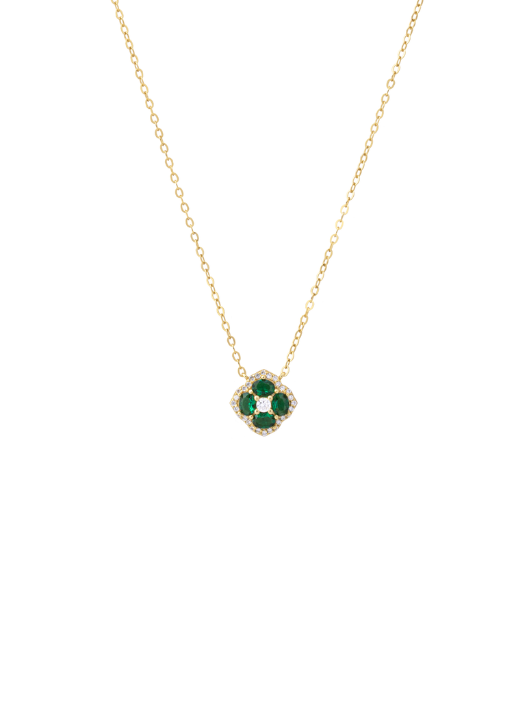 Collar Dije Flor Cuatro Petalos Con Halo