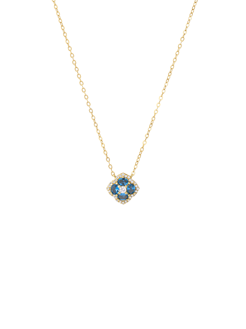 Collar Dije Flor Cuatro Petalos Con Halo