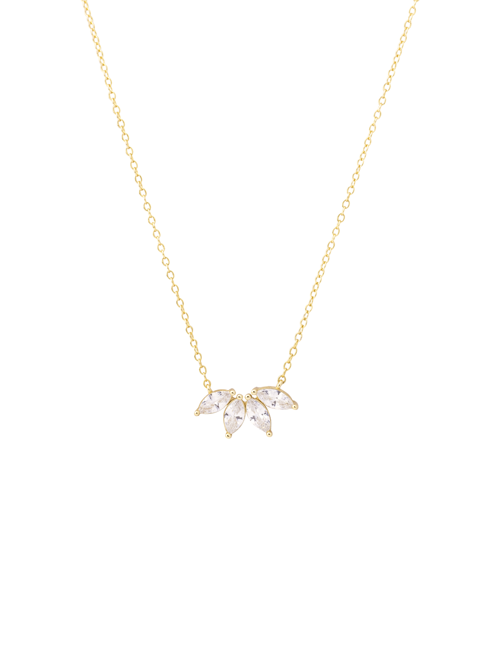 Collar Con Zirconias Petalo Abanico
