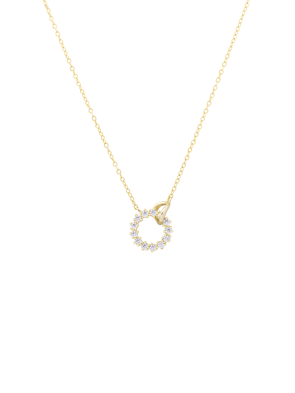 Collar Dije Circulo Entrelazados Liso Y  Zirconias
