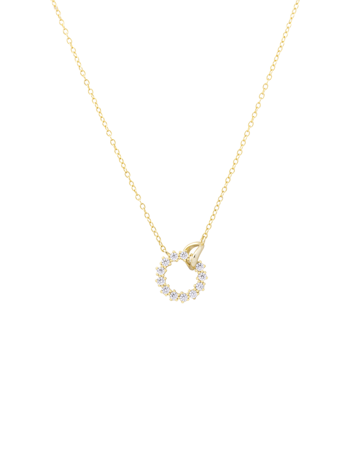 Collar Dije Circulo Entrelazados Liso Y  Zirconias
