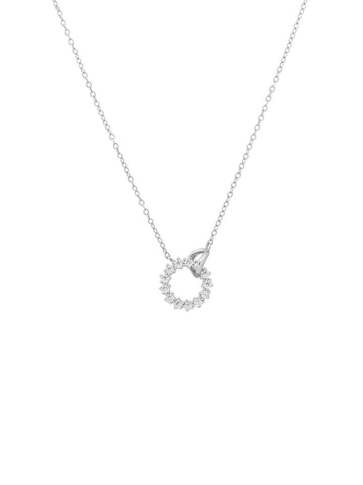 Collar Dije Circulo Entrelazados Liso Y  Zirconias