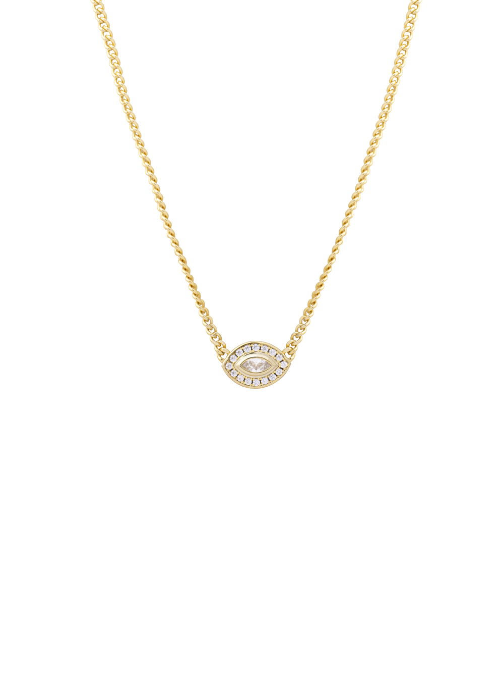 Collar Cadena Cubana Dije Ojo de Zirconias
