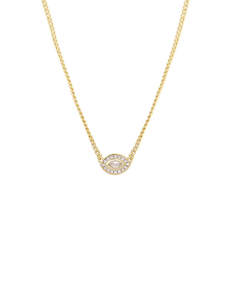 Collar Cadena Cubana Dije Ojo de Zirconias