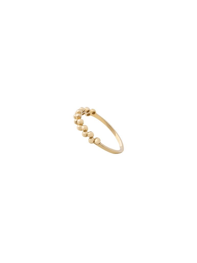 Anillo Bolitas Zig Zag Oro 14k