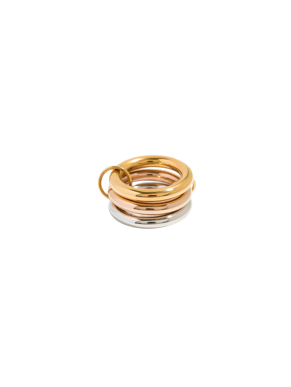 Anillo Grueso Triple Argolla Combinado