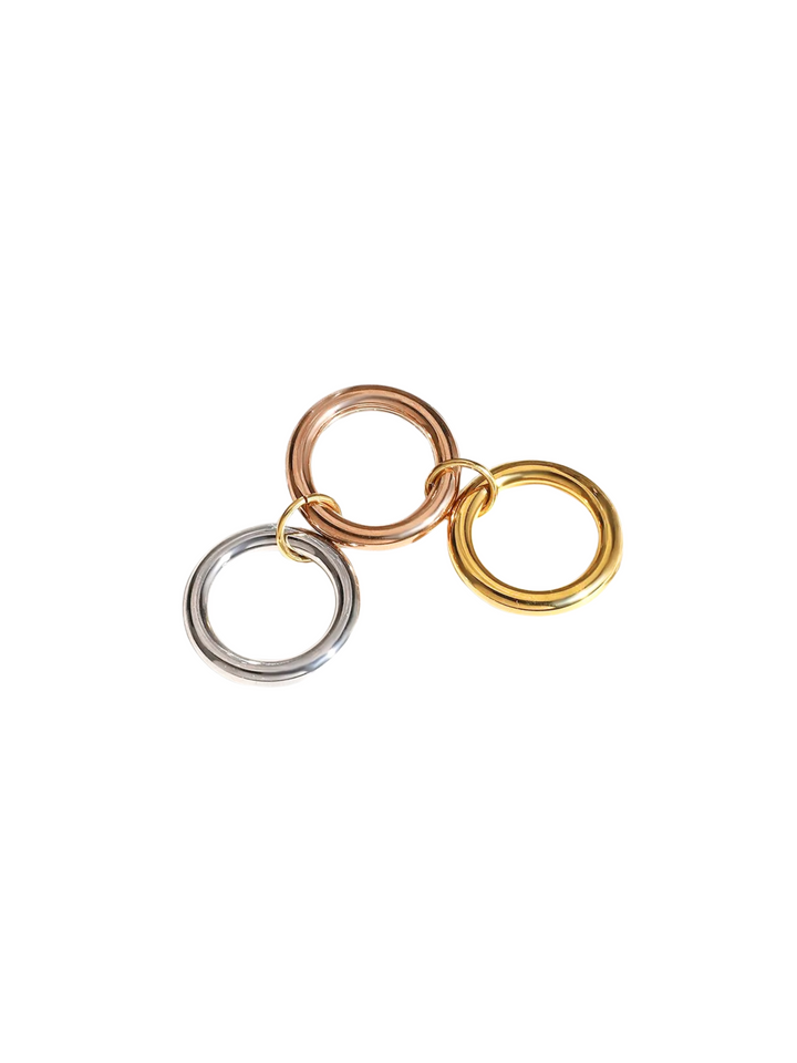 Anillo Grueso Triple Argolla Combinado